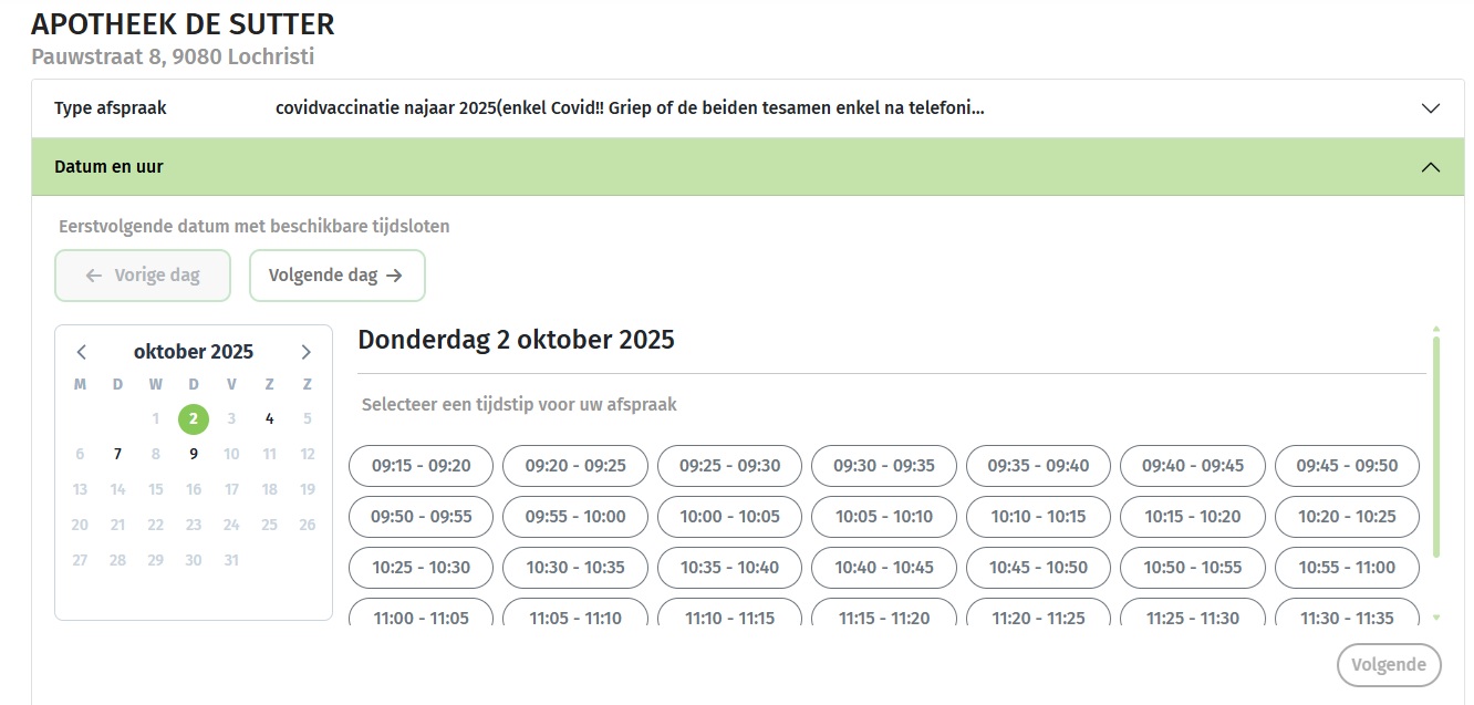 Afsprakenmodule vaccinaties